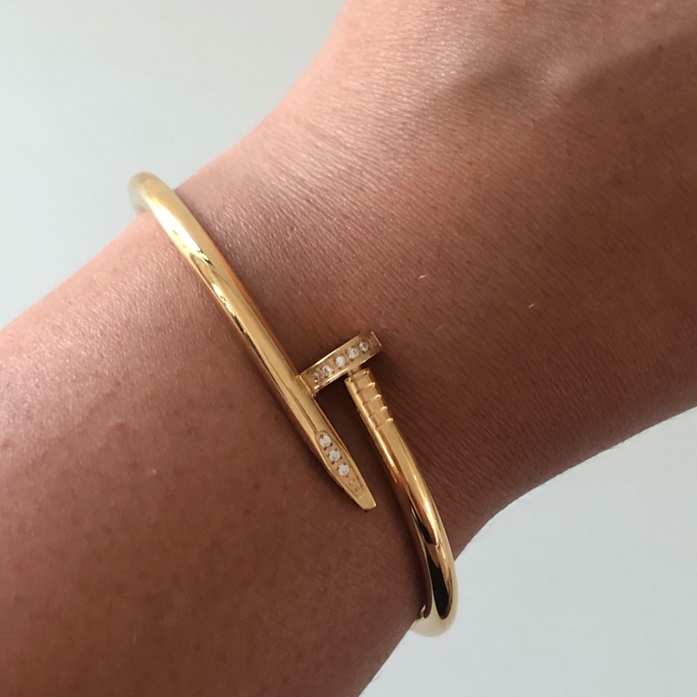 Nail Classic Model Bracelet Bangle with Zirconia Stones
